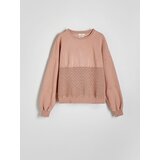 Reserved pulover iz kombinacije materialov - oranžna | Shoptok.si