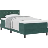 Box Postelja z vzmetnico z vzmetnico Temno zelena 90 x 200 cm blago | Shoptok.si