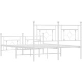  Metalni okvir kreveta uzglavlje i podnožje bijeli 140 x 190 cm | shoptok.hr