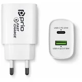 Fast Charge zidni punjač 20W PD (USB C) + QC 3.0 (USB A) bijeli