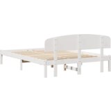 vidaXL Posteljni okvir z naslonom Bela 150x200 cm Trden les Bor | Shoptok.si