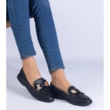 D/CEO marka niezdefiniowana Black loafers decorated with a bow and a gold teddy bear Nensi Cene