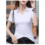 Dewberry 73369 Womens Collar Detailed Lycra Flexible T-Shirt-WHITE | Shoptok.si