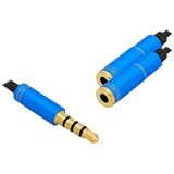 Cabletech Adapter vtikač 3,5mm 4-polni / 2x vtičnica 3,5mm st.(slušalke + mikrofon), 20cm, črna barva, (20811879) | Shoptok.si