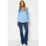 Trendyol Shirt - Blue - Oversize Cene