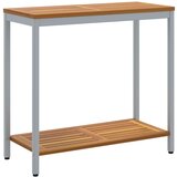 vidaXL Zunanja miza Naravna in Siva 35x80x75 cm Trden les in Jeklo, (22015900) | Shoptok.si