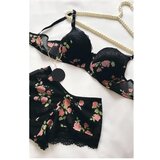 Dewberry 58362 Padded Supported Floral Boxer Type Underwear-BLACK Cene