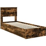  Postelja s shranjevanjem z vzglavjem Dimljeni oreh 75 x 190 cm, (5000106313) | Shoptok.si