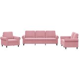 vidaXL Sedežna garnitura 3-delna z blazinami roza žamet, (20922510) | Shoptok.si