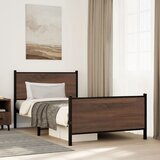 Maison Chic Kovinski Posteljni okvir - Enojna postelja - Postelja za odrasle brez vzmetnice rjavi hrast 100x200 cm, (21696566) | Shoptok.si