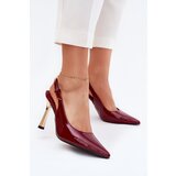 Boto Lacquered Stilettos With Open Heel And Pointed Toes Burgundy Rivori | Shoptok.si