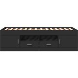  Dnevni krevet s ladicama crni 75 x 190 cm konstruirano drvo | shoptok.hr