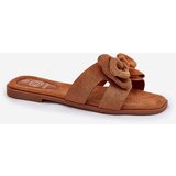 Boto Flat Women's Sliders With Bow Camel Tobin | Shoptok.si