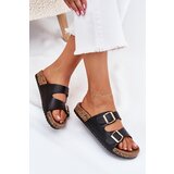 EVENTO Women's sandals with buckles made of eco leather black Iskira Cene