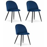 Brandless Stol BELLO - mornarsko modri žamet / črne noge x 3, (22044112) | Shoptok.si