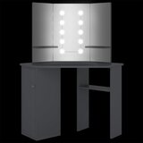  Kutni toaletni stolić s LED svjetlima sivi 111 x 54 x 141,5 cm | shoptok.hr