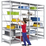 eurokraft pro Skladiščni sestavljiv regal, RAL 7035, lahka izvedba, višina regala 3000 mm, osnovni regal, širina x globina 1000 x 400 mm | Shoptok.si
