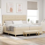 vidaXL postelja s vzmetnico in klopjo krem 200x200 cm tkanina, (22049060) | Shoptok.si
