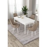 Hanah home trpezarijski set Eta, sto na razvlačenje i 4 stolice, bela ploča, kapućino tkanina Babyface | Eponuda.com