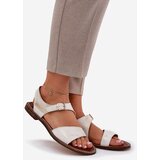 Zazoo Women's Leather Flat Sandals 3014 Distressed Gold | Shoptok.si
