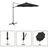  The Living Store Vrtni senčnik z LED lučkami črn 300 cm - Previsni Senčnik, (21743039) Cene