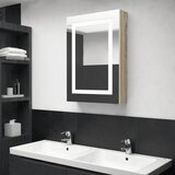 vidaXL LED kopalniška omarica z ogledalom bela in hrast 50x13x70 cm, (20622308) Cene