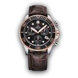 Swiss Military chrono quartz chronograph crni roze zlatni sportski ručni sat sa braon kožnim kaišem 603251 Cene