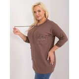 Fashion Hunters Brown loose plus size blouse with drawstrings Cene