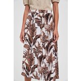 Marisse Brown Plant Print Midi Skirt | Shoptok.si