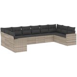 Maison Chic Seti vrtnega pohištva - Vrtna garnitura - Vrtni pohištvo set 10-delna z blazinami sv. siv poli ratan, (21815348) | Shoptok.si