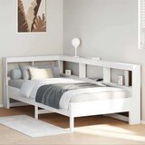  Knjižna postelja brez vzmetnice bela 100x200 cm trdna borovina | Shoptok.si