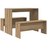  3-dijelni blagovaonski set stola i klupa konstruirano drvo | shoptok.hr