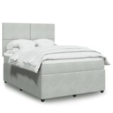 vidaXL Box spring postelja z vzmetnico svetlo siv 140x190 cm žamet | Shoptok.si
