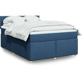 vidaXL Box spring postelja z vzmetnico modra 160x200 cm blago, (21310042) | Shoptok.si