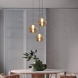 Nettlife Amber steklena viseča svetilka Diam.28cm G9 nastavljiva višina lestenec 3 žarnice jantar kuhinjska svetilka dnevna, (22122993) | Shoptok.si