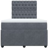 vidaXL Box spring postelja z vzmetnico temno siva 120x200 cm žamet | Shoptok.si