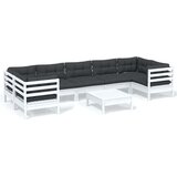  Vrtna sedežna garnitura 8-delna z blazinami bela borovina, (20973693) | Shoptok.si