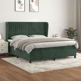 vidaXL Krevet s oprugama i madracem tamnozeleni 160x200 cm baršunasti | shoptok.hr