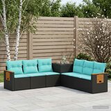  Set sofe 7 kom. Crna i Plava Poli Rattan i čelik | shoptok.hr