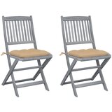 Maison Chic Zložljivi Vrtni Stoli - Stol za vrti 2 kosa z blazinami trden akacijev les JS2773, (21876320) | Shoptok.si