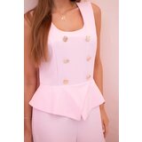 Kesi Włoski Women's sleeveless jumpsuit with wide leg and decorative buttons candy pink | shoptok.hr