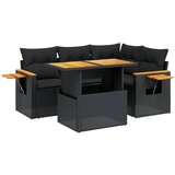 vidaXL Vrtna sedežna garnitura 5-delna z blazinami črn poli ratan, (21093312) | Shoptok.si