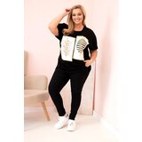 Kesi Włoski Women's cotton Plus Size blouse with rhinestones black + khaki | Shoptok.si