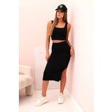 Kesi Włoski Women's top and ribbed skirt set black | shoptok.hr