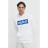 Hugo Blue Pulover moška, bela barva, s kapuco