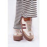 Zazoo Leather Women's Sneakers On Platform N1234 Beige-Red | Shoptok.si