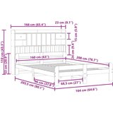 vidaXL Krevet s regalom za knjige bez madraca 160x200 cm od borovine | shoptok.hr