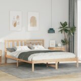 vidaXL Konstrukcija postelje Rjava 150 x 200 cm Masivno borovo les | Shoptok.si