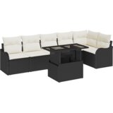 vidaXL 7-komadni vrtni kauč set s jastucima Crni poli ratan | shoptok.hr