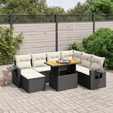 Maison Chic Seti vrtnega pohištva - Vrtna garnitura - Vrtni pohištvo set 8-delna z blazinami črn poli ratan, (21798792) | Shoptok.si